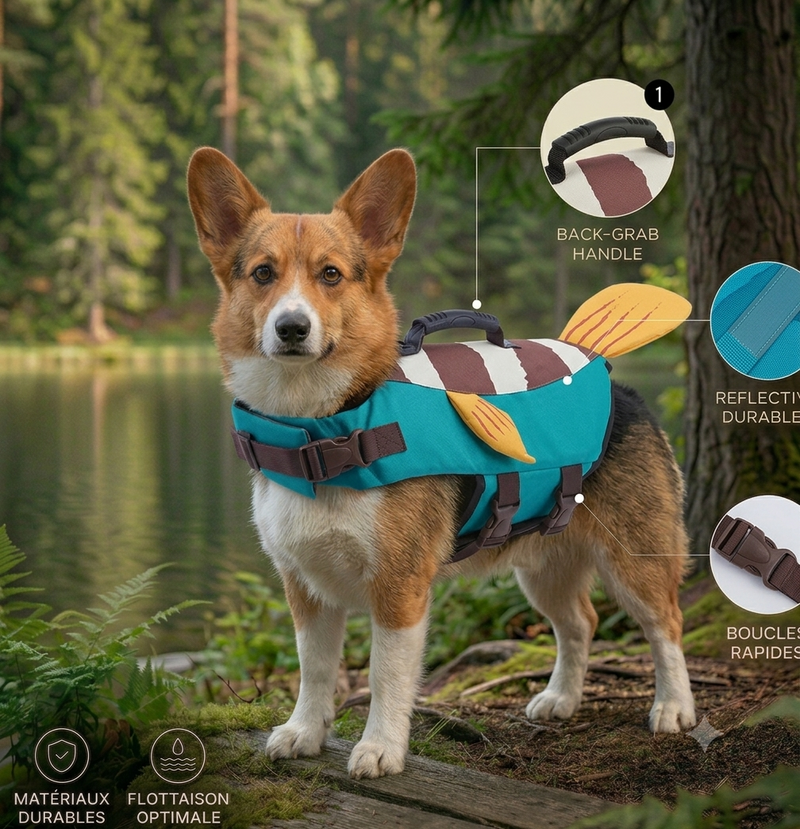 Gilet de Sauvetage Chien — Modèle Tahiti